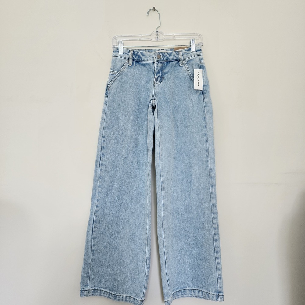 PacSun Casey Low Rise Baggy Wide Leg Jeans Light Wash Rigid Denim Size 22 NWT